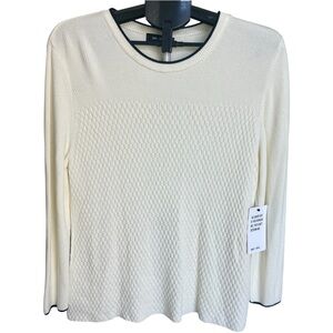 Saint + Sofia Women’s Honeycomb Rib Cream Sweater Size Large